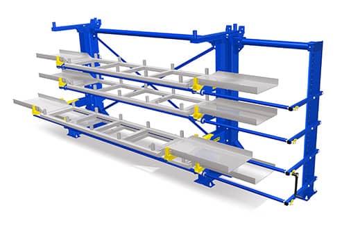 Cantilever style rack with drawers